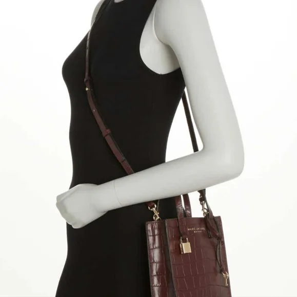 Marc Jacobs Leather Croc Embossed Syrah Crossbody Tote Nwt ❤ - Picture 8 of 12